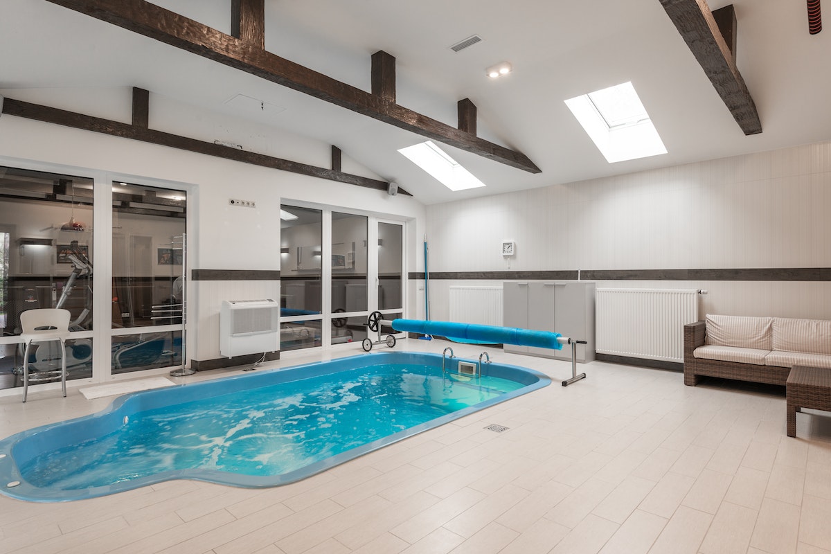 Spacious swimming pool in modern villa